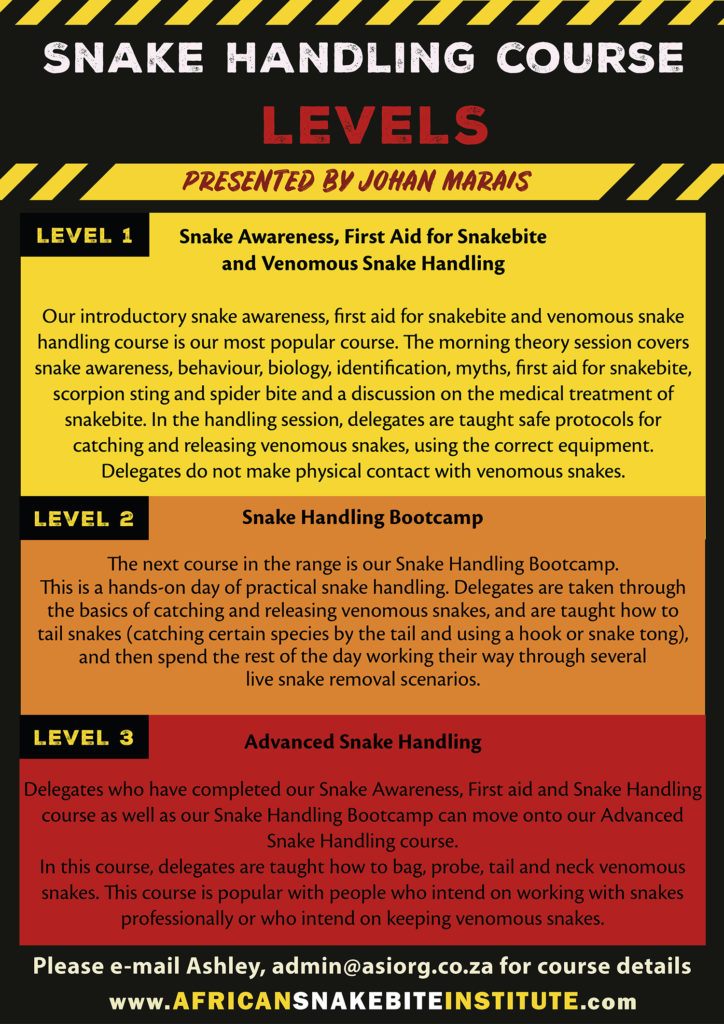 How to a certified snake handler? African Snakebite Institute