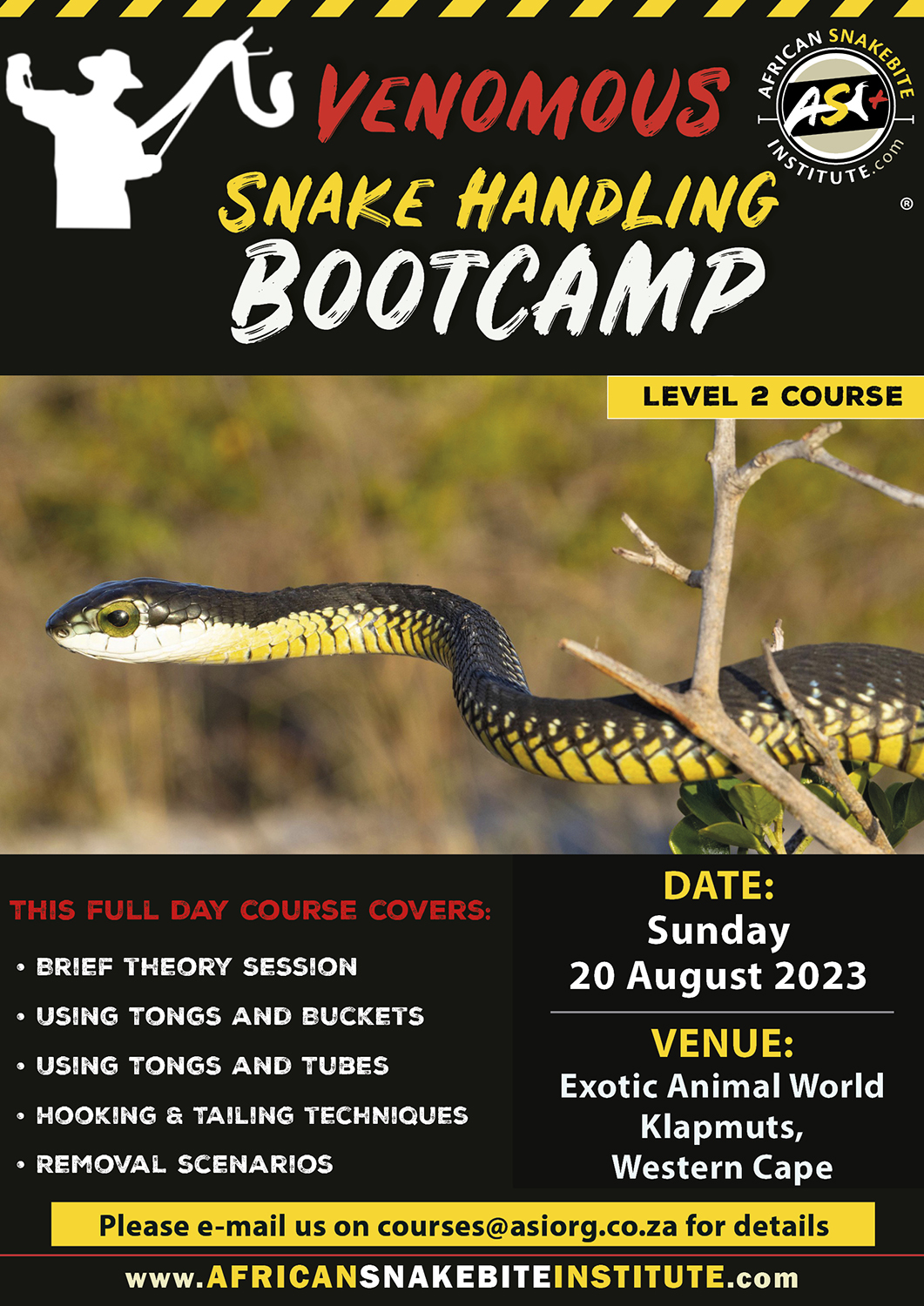 VenomousSnake Handling Bootcamp (Western Cape) 20230820