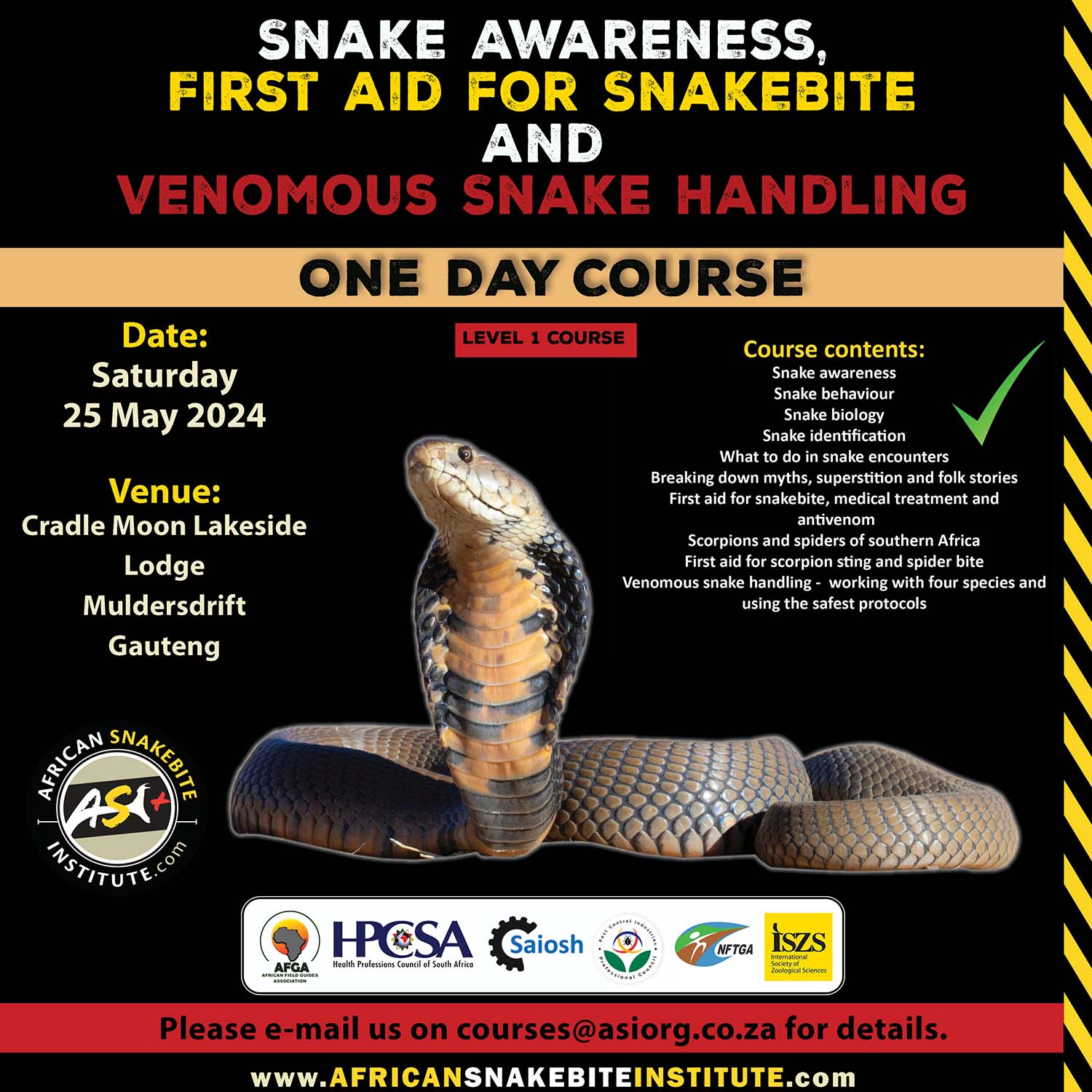 Snake Awareness & Venomous Snake Handling (Gauteng) - 2024-05-25