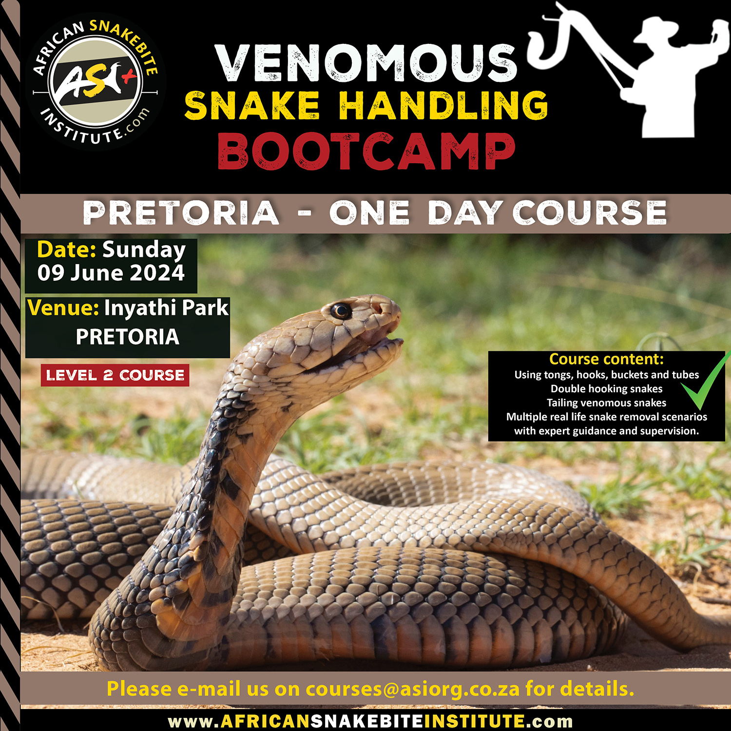 Venomous Snake Handling Bootcamp (Gauteng Pretoria ) 20240609