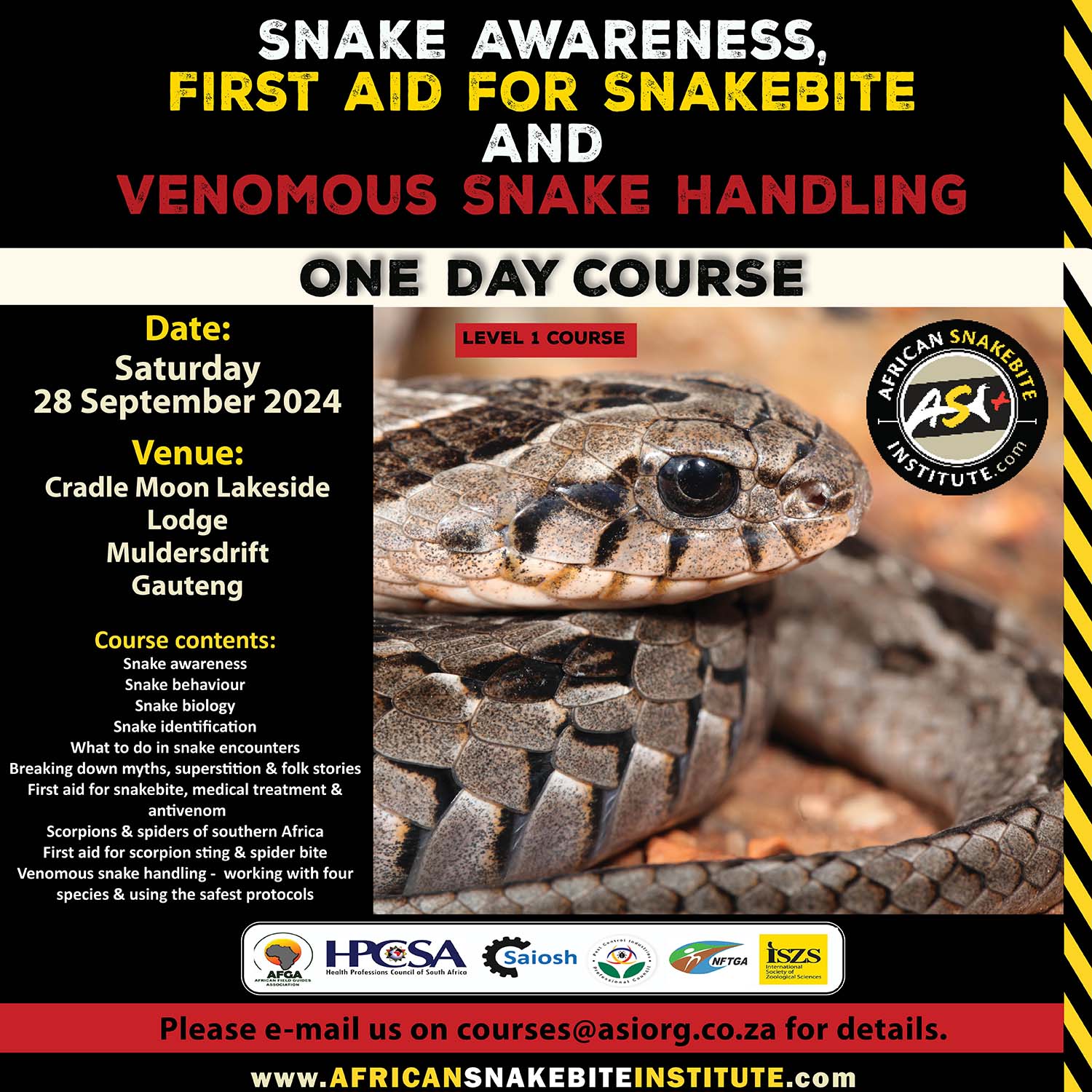 Snake Awareness & Venomous Snake Handling (Gauteng) - 2024-09-28